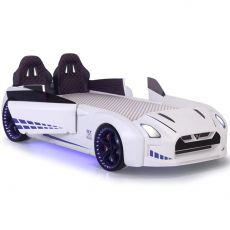Дитяче ліжко машина GTR White 190х90 см з підсвіткою, музикою, шкіряний салон, пультом